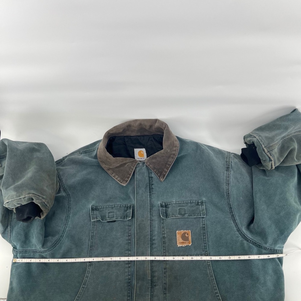 Carhartt Arctic Traditional Coat Mens 2XL Teal Duck Canvas Quilted Work Jacket - Picture 13 of 16